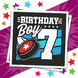 7 Jahre altes Hockey Party Thema 7. Geburtstag Jun Serviette