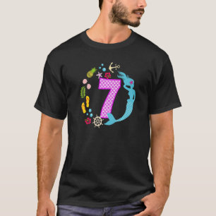 7 Jahre altes Mädchen 2. 7. Geburtstag Meerjungfra T-Shirt