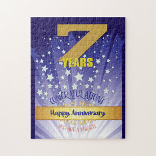 7 Jahre Erholung Jahrestag kühne Zahl Puzzle