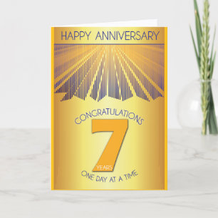 7 Jahre nüchternes Jubiläum Golden Ray 12-Schrit Karte