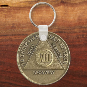 7-Jahres-SOBER-Medaille mit individuellem Namen Schlüsselanhänger