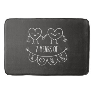 7. Jahrestag Geschenk Chalk Herzen Badematte