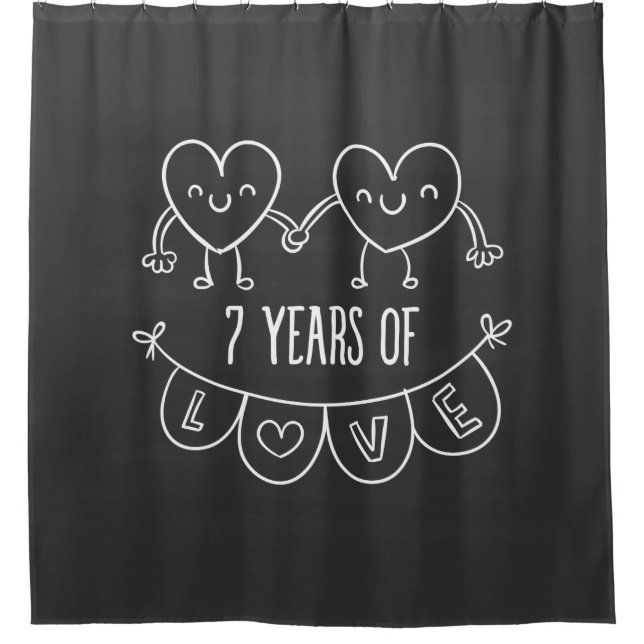 7. Jahrestag Geschenk Chalk Herzen Duschvorhang (Vorderseite)