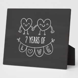 7. Jahrestag Geschenk Chalk Herzen Fotoplatte