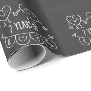 7. Jahrestag Geschenk Chalk Herzen Geschenkpapier