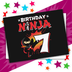 7-jähriger Comic-Ninja zum 7. Geburtstag Postkarte