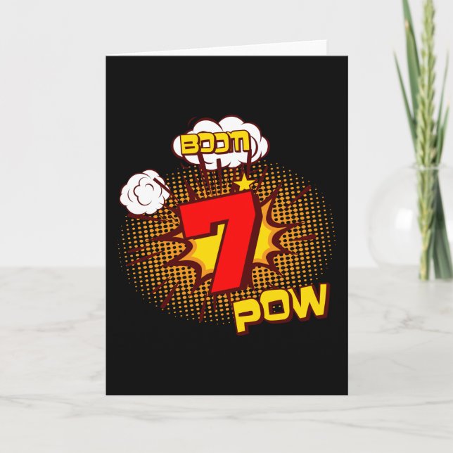7-jähriger Junge 7. Geburtstag Kinder Comic Karte (Vorderseite)