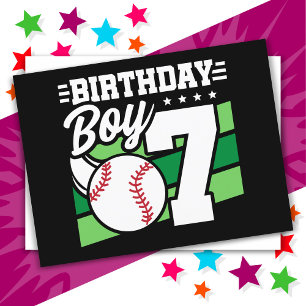 7-jähriges Baseball-Party-Thema 7. Geburtstag Jung Postkarte