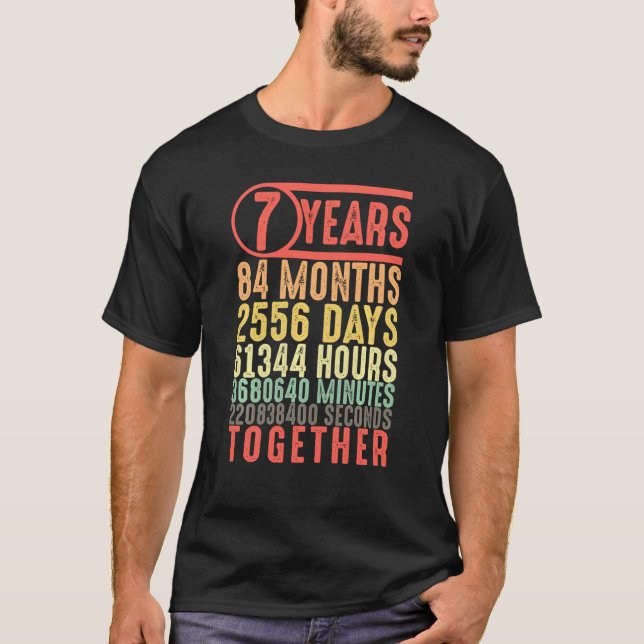 7-jähriges Jubiläum für Ihm Ihr Paar 7. Hochzeit T-Shirt (Vorderseite)