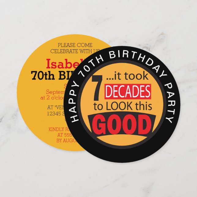 7 Jahrzehnte dauerte, um dieses Gute zu sehen - 70 Einladung (Vorne/Hinten)