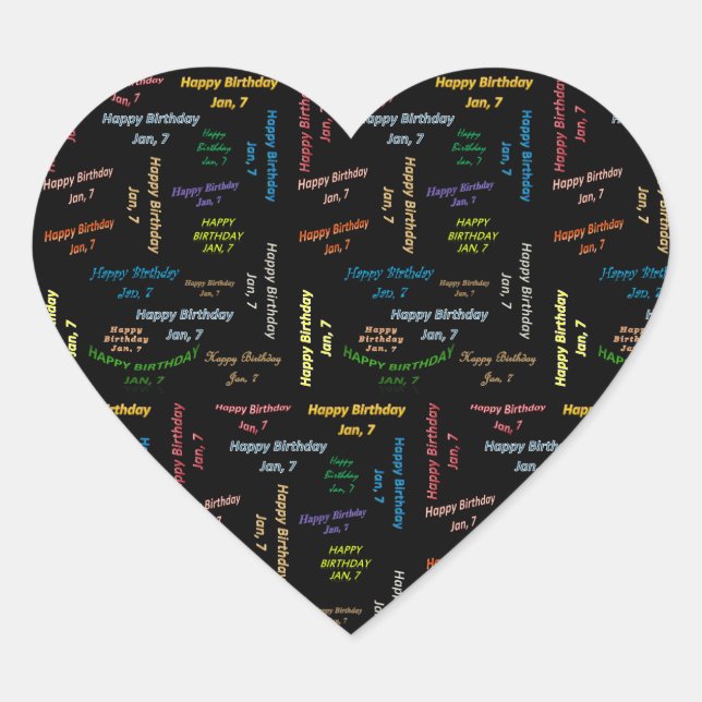 7. Januar Herz-Aufkleber (Vorderseite)