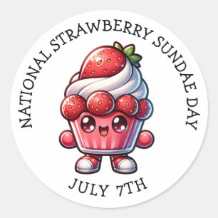 7. Juli Nationaler Strawberry Sundae Day Runder Aufkleber