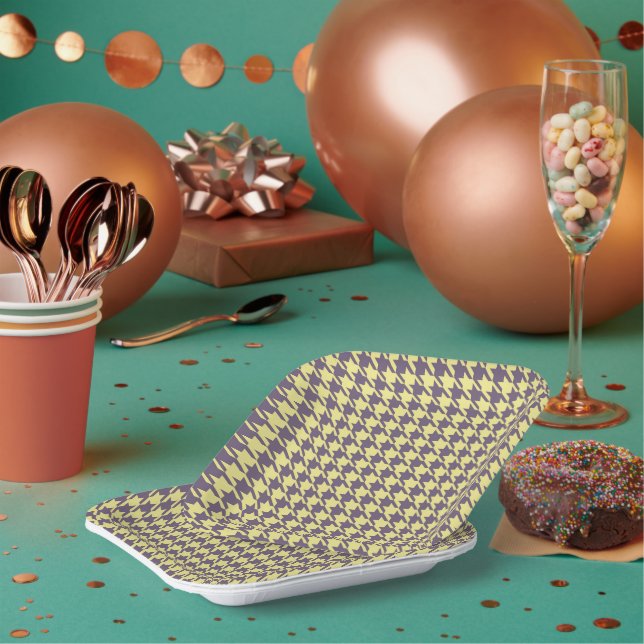 7" karierte quadratische Papierplatten Pappteller (Multi)