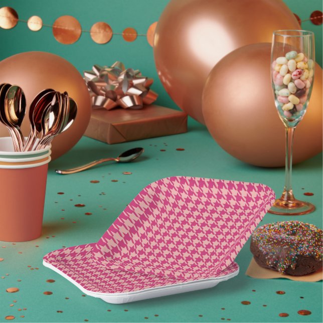 7" karierte quadratische Papierplatten Pappteller (Multi)