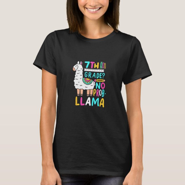 7. Klasse No Prob Llama Funny Seth Grader Schoo T-Shirt (Vorderseite)