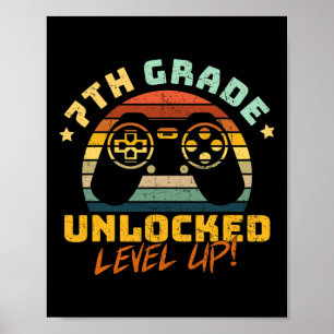7. Klasse Seventh Grade freigeschaltet Level Up Sp Poster