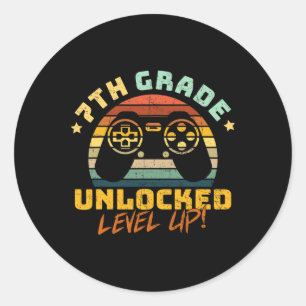 7. Klasse Seventh Grade freigeschaltet Level Up Sp Runder Aufkleber