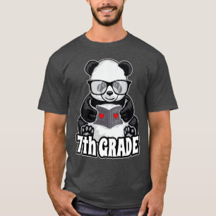 7. Klasse Zurück zur Schule Panda Book Reader Lehr T-Shirt