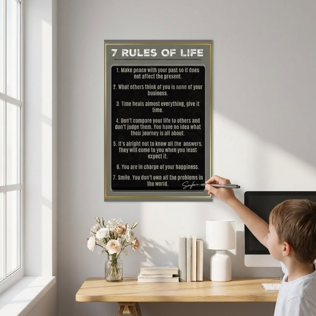 7 Lebensregeln, Druck, Werteplakat (Matte) Poster (7 Rules of Life Motivational Educational Wall Art)