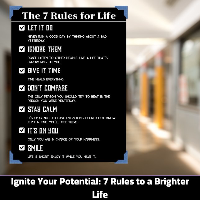 7 Lebensregeln Motivierend Poster, 12"x18" Inche Poster (Ignite Your Potential: 7 Rules to a Brighter Life)