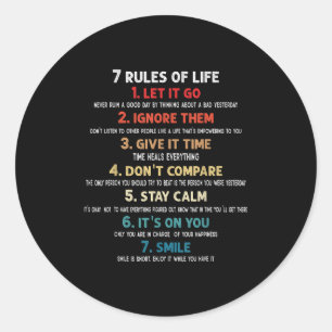 7 Lebensregeln Motivierend Zitate für Männer, Frau Runder Aufkleber