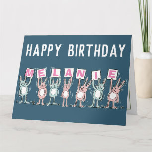 7 Letter Name Happy Birthday Rabbits Karte