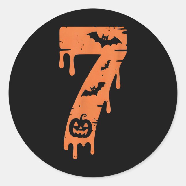 7 Nummer Meme 67 Sechs Sieben Halloween  Runder Aufkleber (Vorderseite)