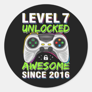 7 Phantastisch seit 2016 7. Geburtstag Gaming Runder Aufkleber