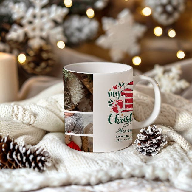 7 Photo Candy Cane Baby 1st Christmas Kaffeetasse (Von Creator hochgeladen)
