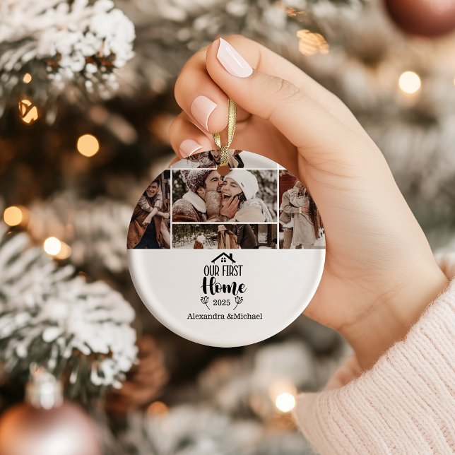 7 Photo Minimialist Christmas Our First Home Keramik Ornament (Von Creator hochgeladen)