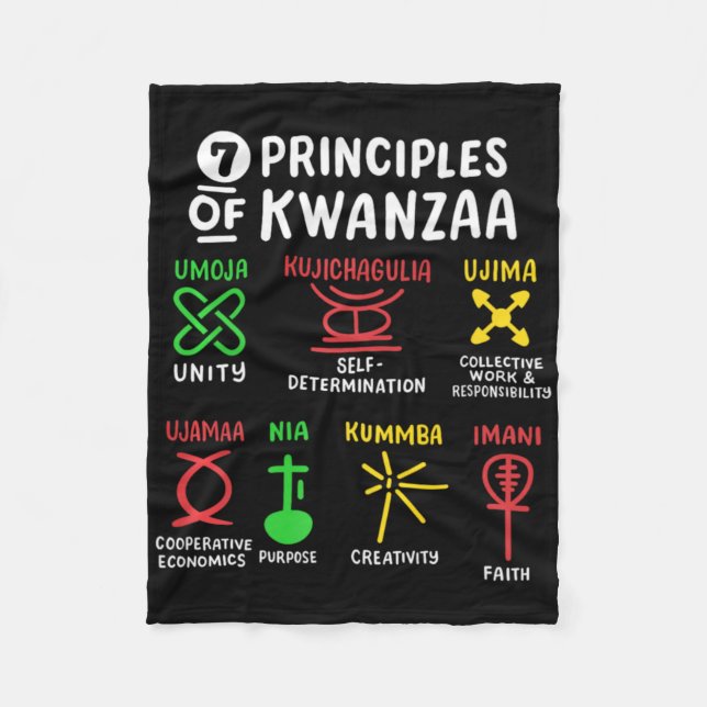 7 Principles Of Kwanzaa Black African American Men Fleecedecke (Vorderseite)