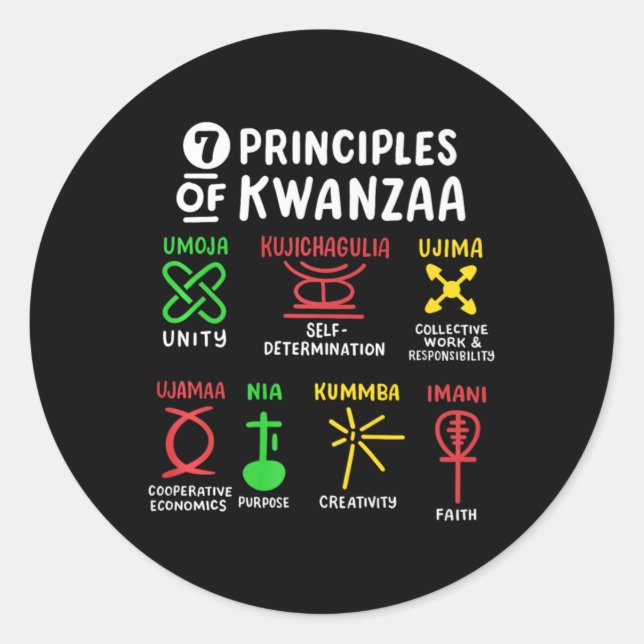 7 Principles Of Kwanzaa Black African American Men Runder Aufkleber (Vorderseite)