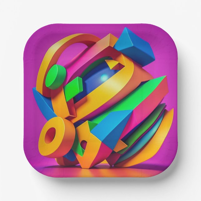 7" Quadratischer Papier-Teller Pappteller (Vorderseite)