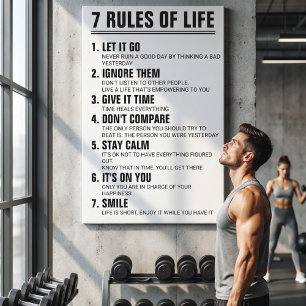 7 Regeln des Lebens Motivationszitat Moderne Schri Leinwanddruck