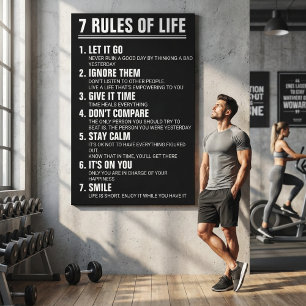 7 Regeln des Lebens Motivationszitat Moderne Schri Leinwanddruck