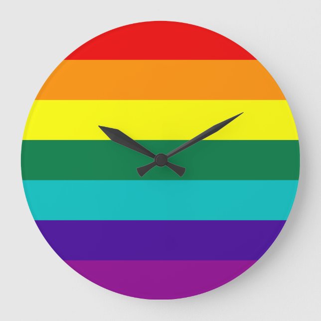 7 Regenbogen-Gay Pride-Fahne Große Wanduhr (Vorderseite)