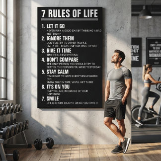 7 Rules of Life Motivational Quote Modern Script Leinwanddruck