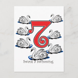 7 Schwäne Schwimmen Postkarte
