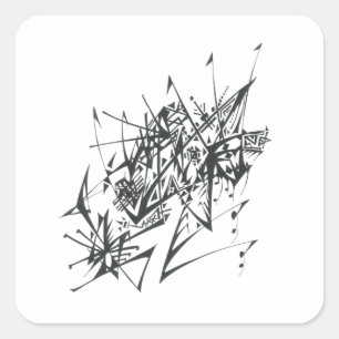 7 Schwarz-Weiß-Abstrakte Stammes-Tattoo-Kunst Quadratischer Aufkleber