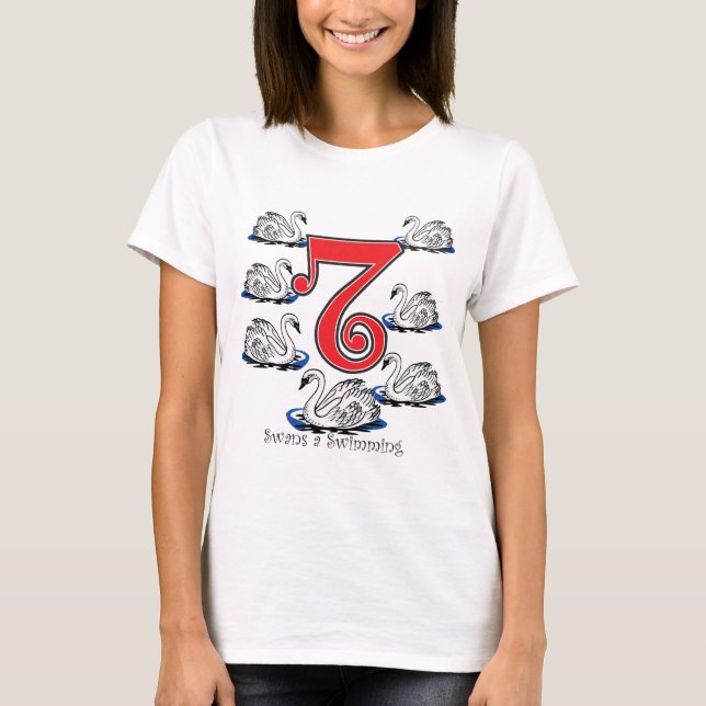 7 schwimmende Schwäne T-Shirt (Vorderseite)