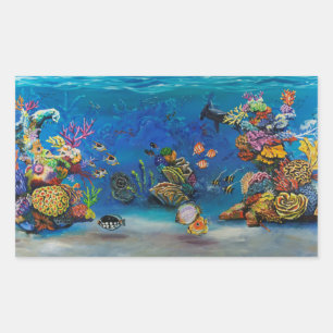 7 Seas Coral Reef Rechteckiger Aufkleber