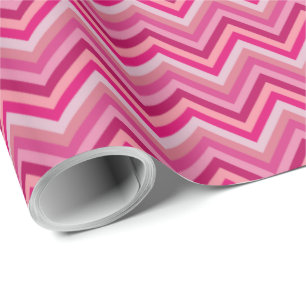 7 Shades Pink Zig Zag Stripe Geschenkpapier