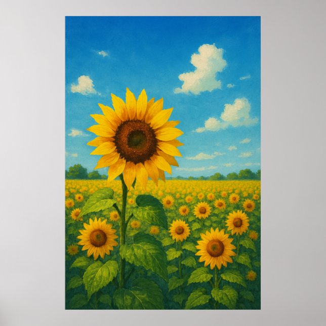 7. Sommer, Sonnenblumenstille, saisonale Drucken Poster (Vorne)