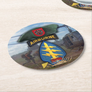 7. Sondereinheiten Grüne Berets vietnam Krieg Runder Pappuntersetzer