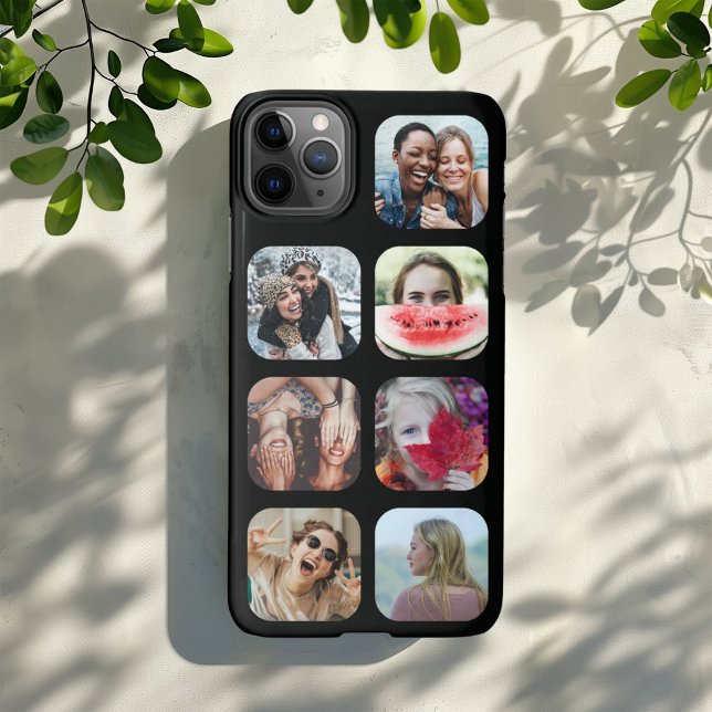 7 Square Foto Collage Black Template iPhone Case Hülle (Von Creator hochgeladen)