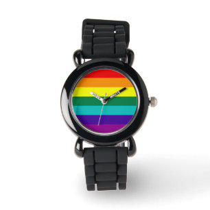 7 Streifen Regenbogen-Stolz Armbanduhr