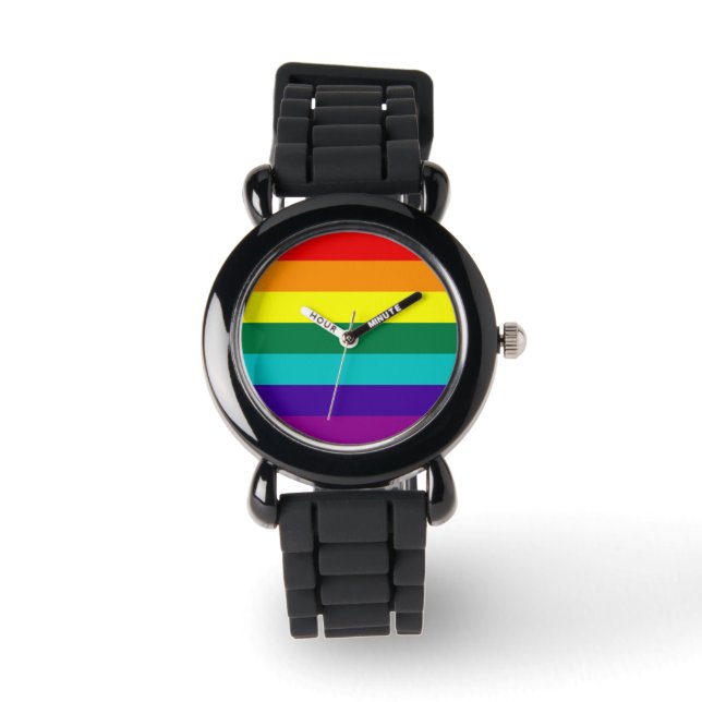 7 Streifen Regenbogen-Stolz Armbanduhr (Vorderseite)