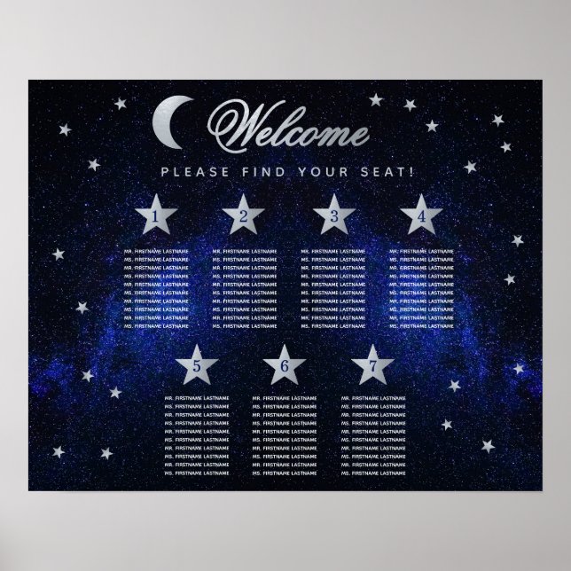 7 Tabelle Celestis Wedding Stars Moon Seating Char Poster (Vorne)
