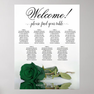 7 Tabelle Smaragdgrüne Rose Hochzeitskarte Poster