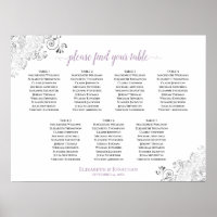 7 Tabelle White & Lavender Wedding Seating Chart